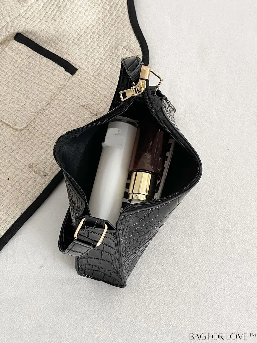 BagForLove - Crocodile Embossed Baguette Handbag