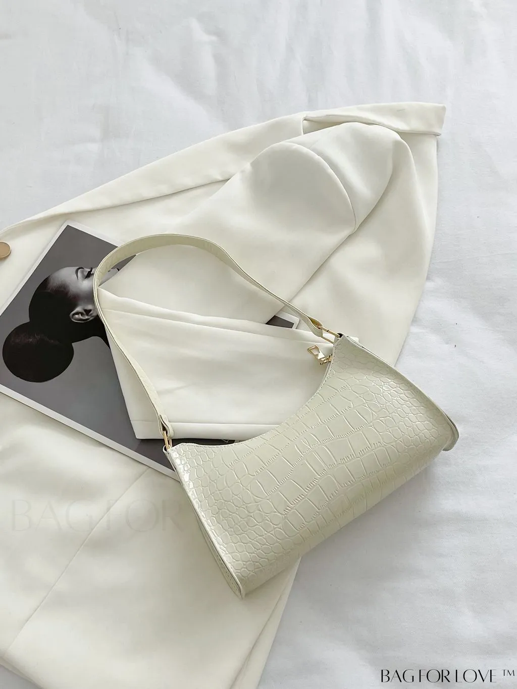 BagForLove - Crocodile Embossed Baguette Handbag