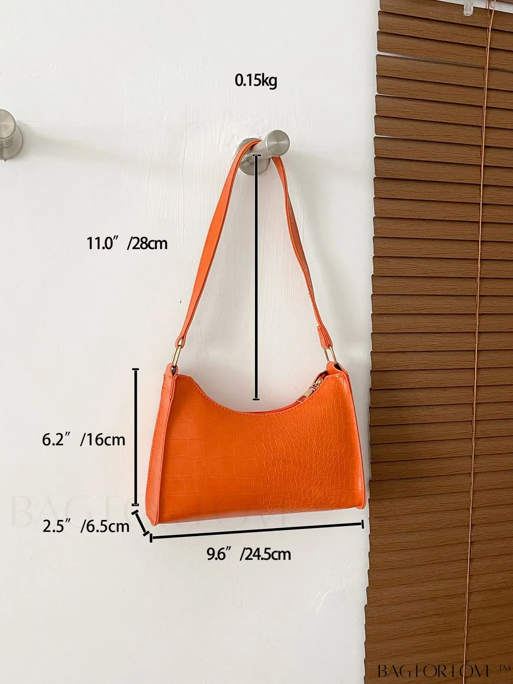 BagForLove - Crocodile Embossed Baguette Handbag