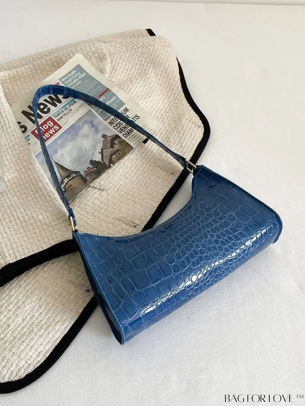 BagForLove - Crocodile Embossed Baguette Handbag