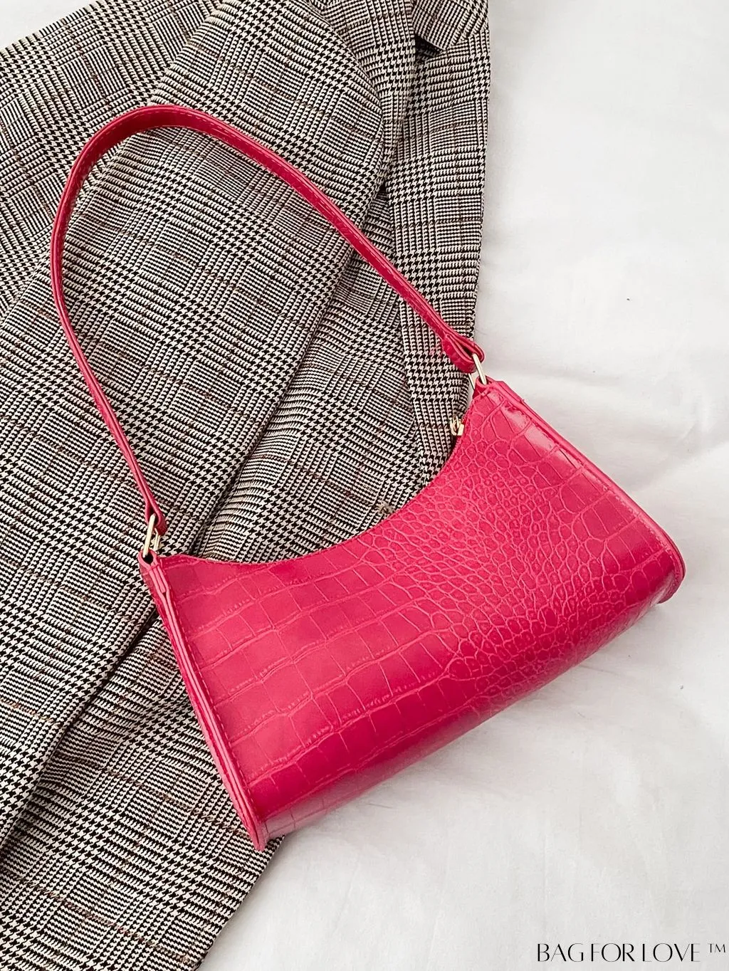 BagForLove - Crocodile Embossed Baguette Handbag