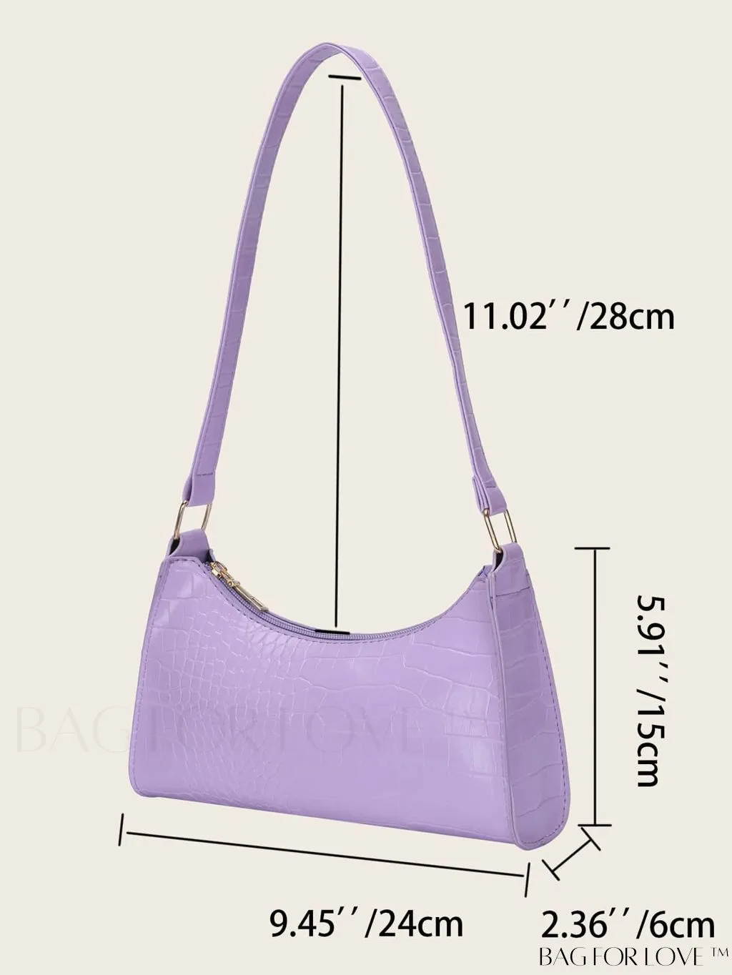 BagForLove - Crocodile Embossed Baguette Handbag