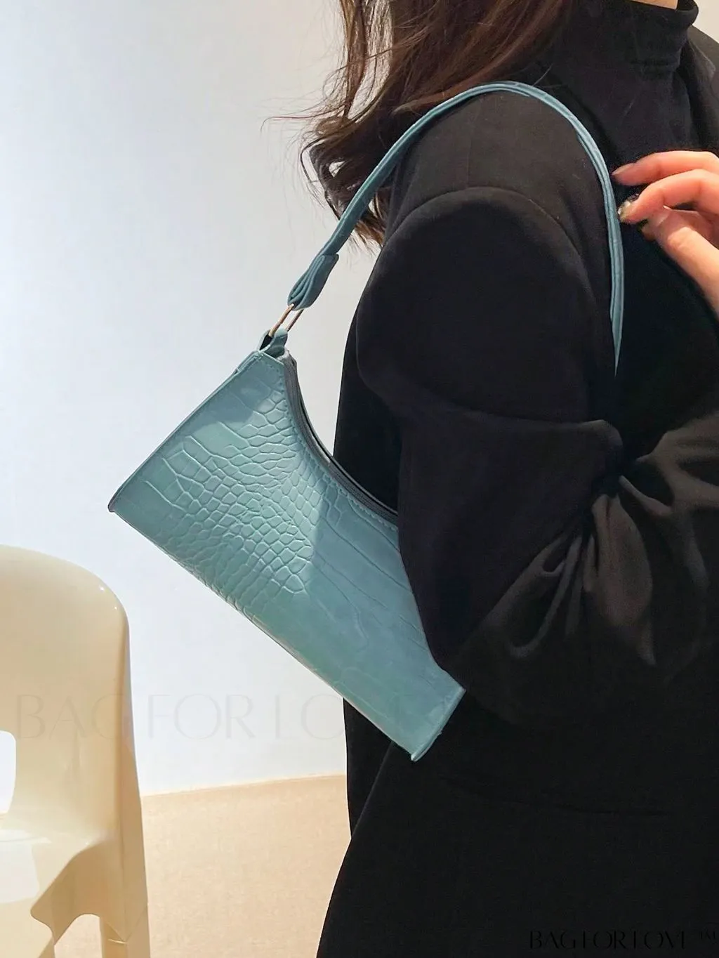 BagForLove - Crocodile Embossed Baguette Handbag