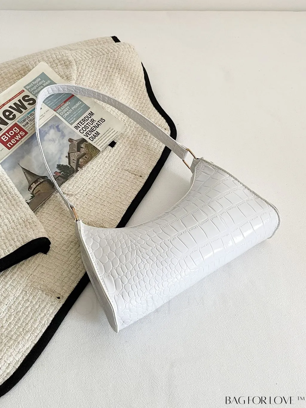 BagForLove - Crocodile Embossed Baguette Handbag