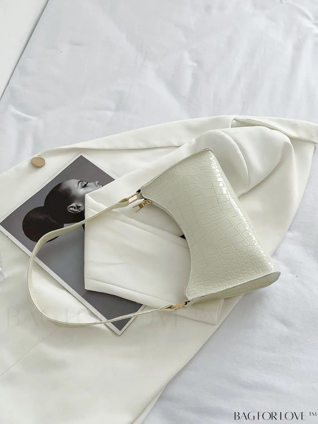 BagForLove - Crocodile Embossed Baguette Handbag
