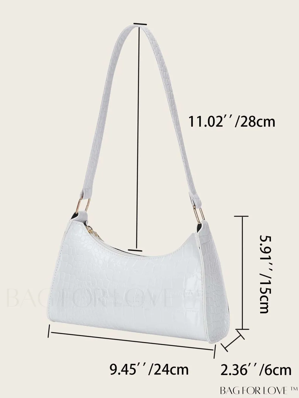 BagForLove - Crocodile Embossed Baguette Handbag
