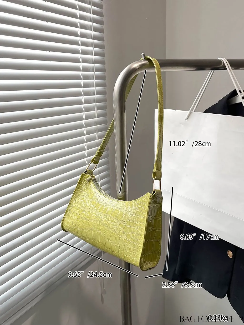 BagForLove - Crocodile Embossed Baguette Handbag