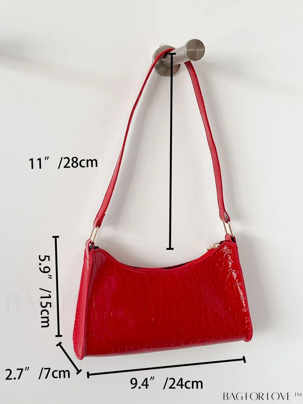 BagForLove - Crocodile Embossed Baguette Handbag