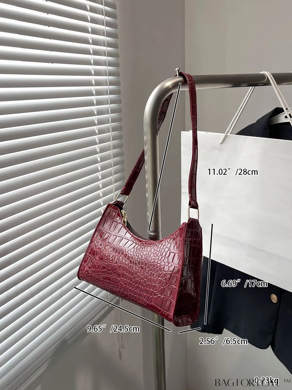 BagForLove - Crocodile Embossed Baguette Handbag