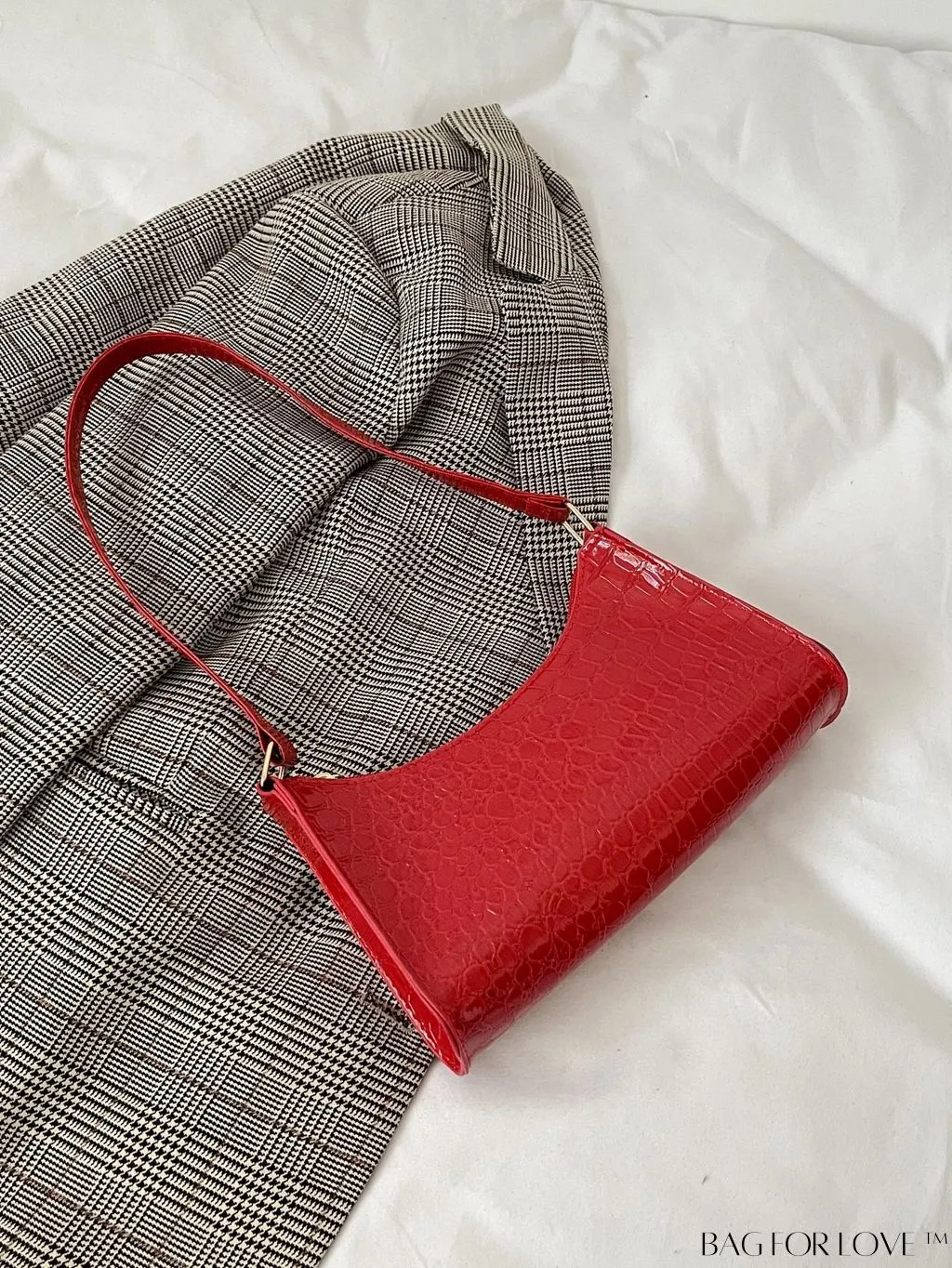 BagForLove - Crocodile Embossed Baguette Handbag