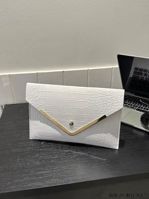 BagForLove - Elegant Metal-Decorated Crocodile Embossed Envelope Bag