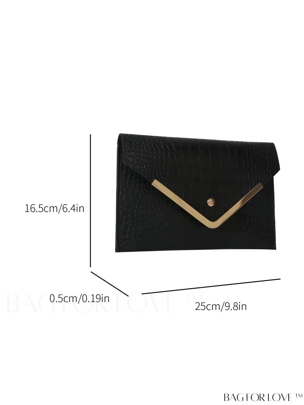 BagForLove - Elegant Metal-Decorated Crocodile Embossed Envelope Bag