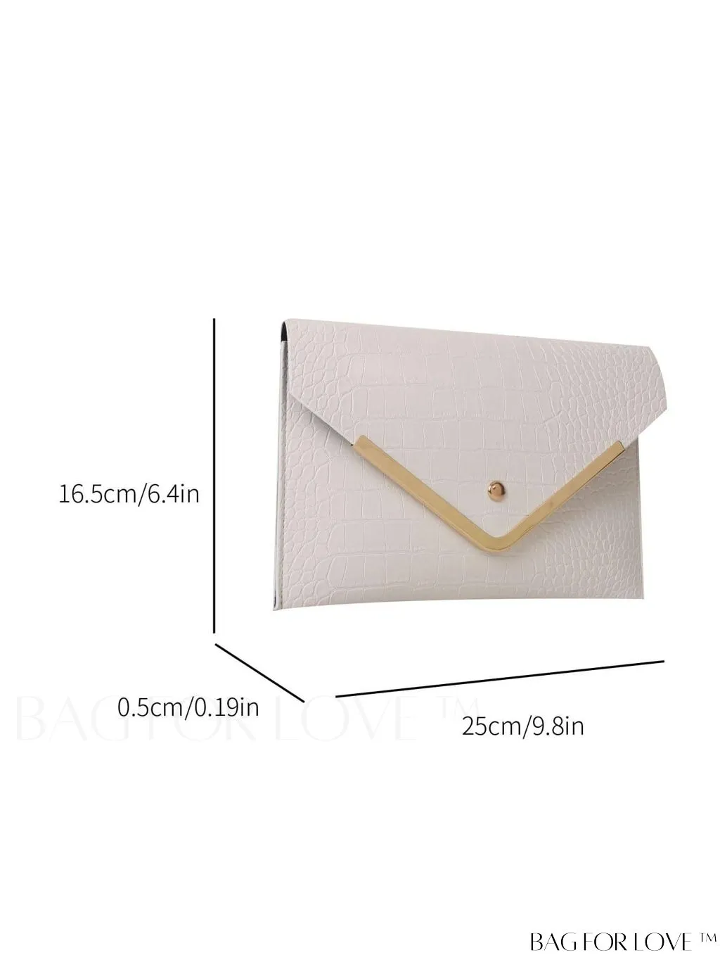 BagForLove - Elegant Metal-Decorated Crocodile Embossed Envelope Bag