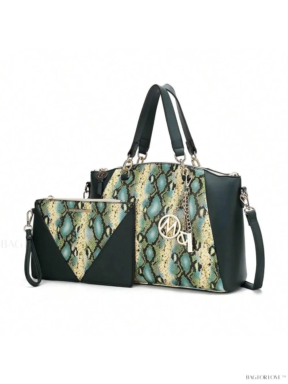 BagForLove - Elegant Snake Embossed Large Capacity Shoulder Bag Set