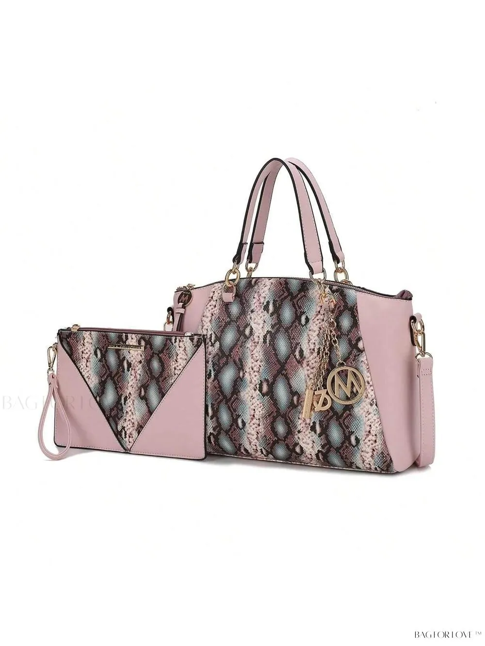 BagForLove - Elegant Snake Embossed Large Capacity Shoulder Bag Set