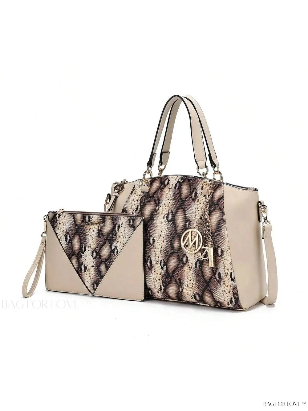 BagForLove - Elegant Snake Embossed Large Capacity Shoulder Bag Set