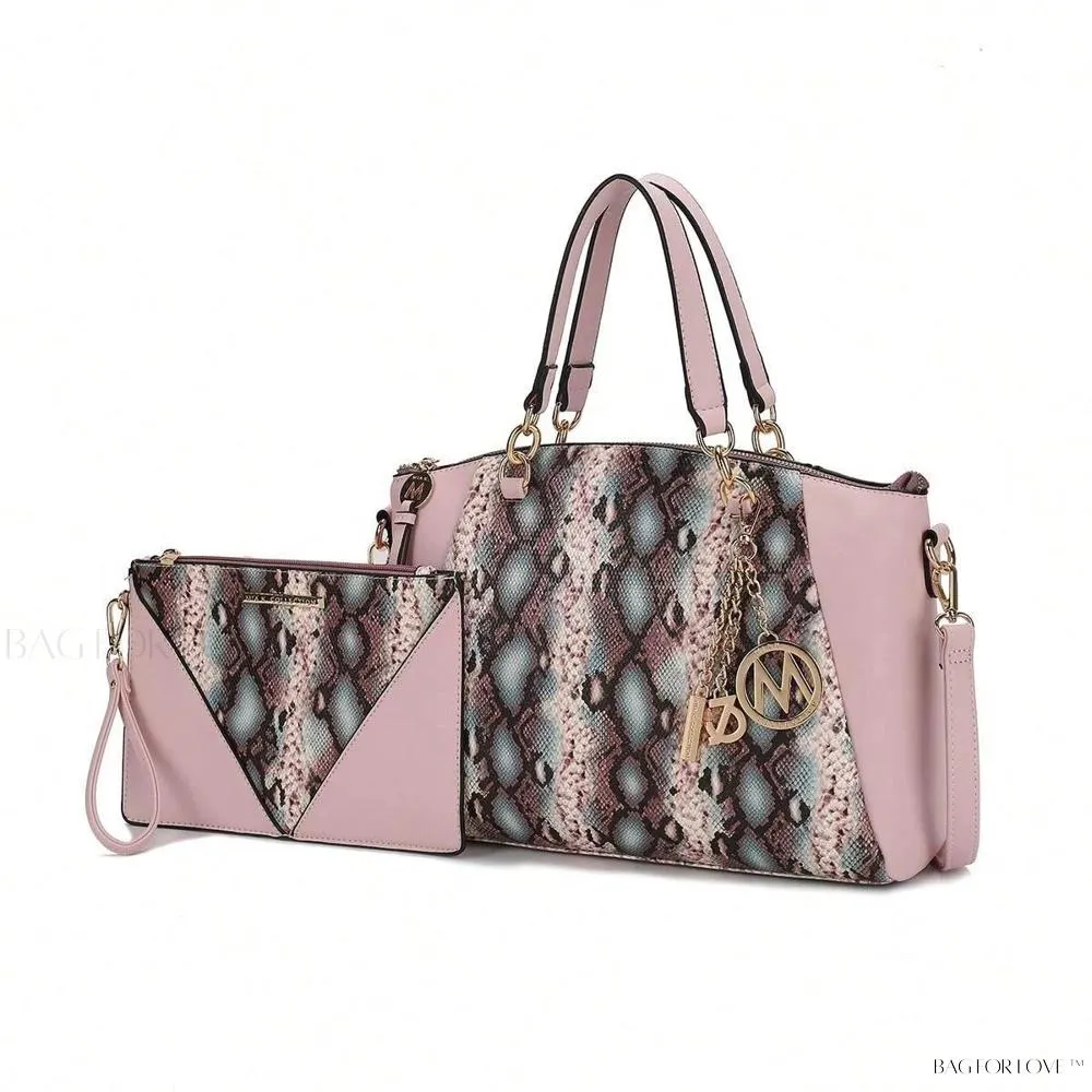 BagForLove - Elegant Snake Embossed Large Capacity Shoulder Bag Set