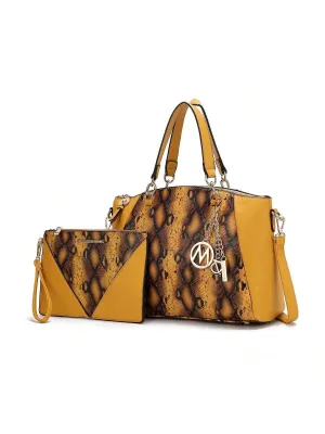 BagForLove - Elegant Snake Embossed Large Capacity Shoulder Bag Set