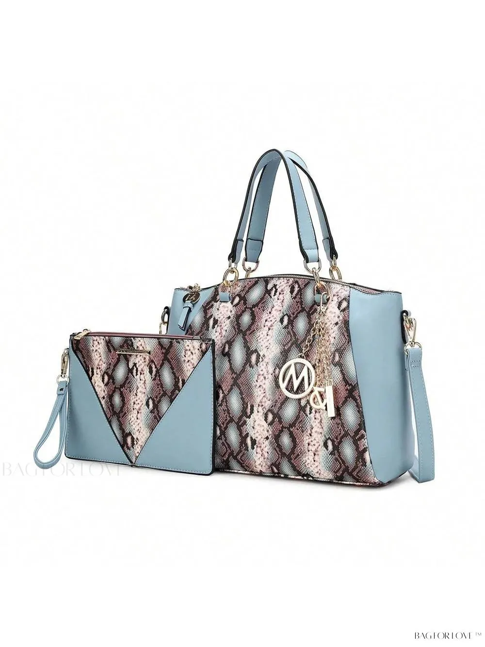 BagForLove - Elegant Snake Embossed Large Capacity Shoulder Bag Set