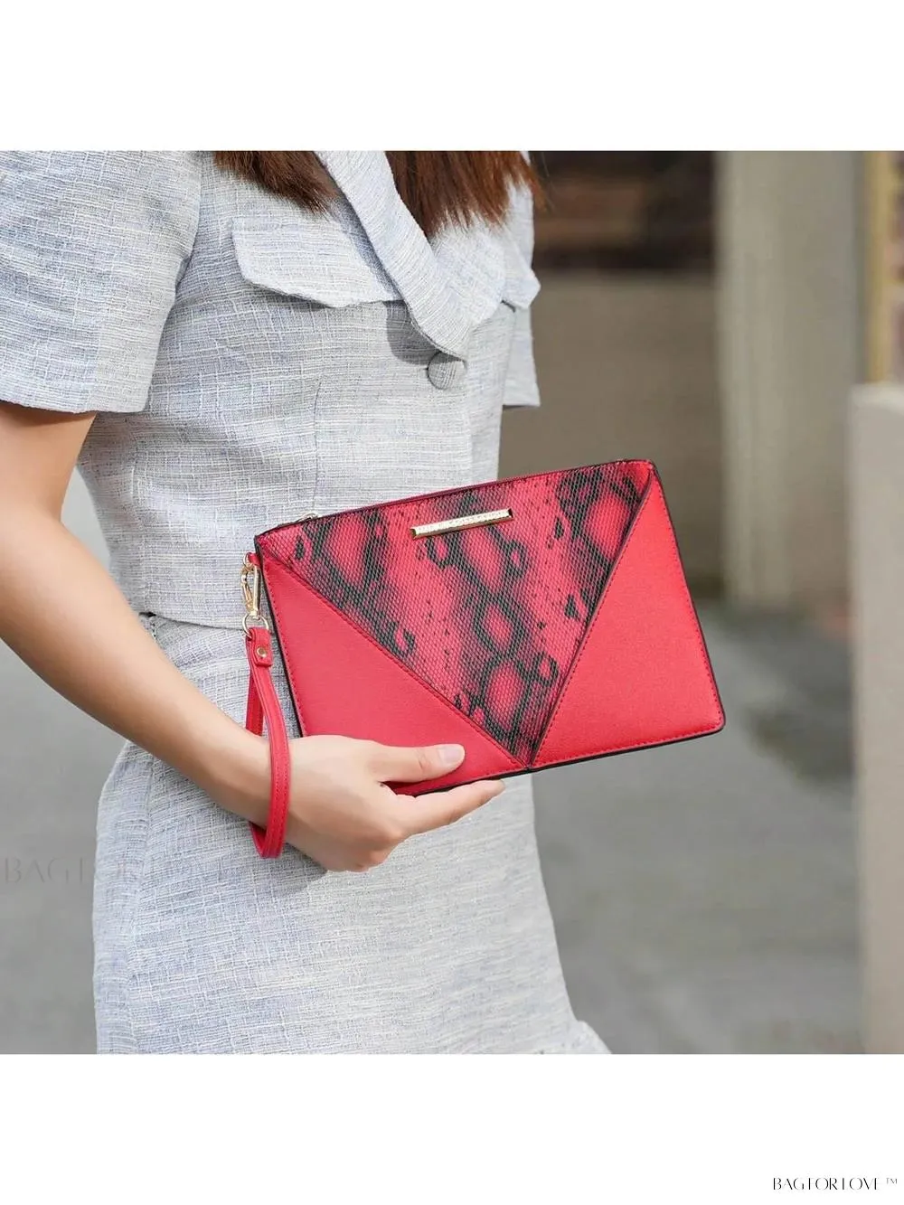 BagForLove - Elegant Snake Embossed Large Capacity Shoulder Bag Set