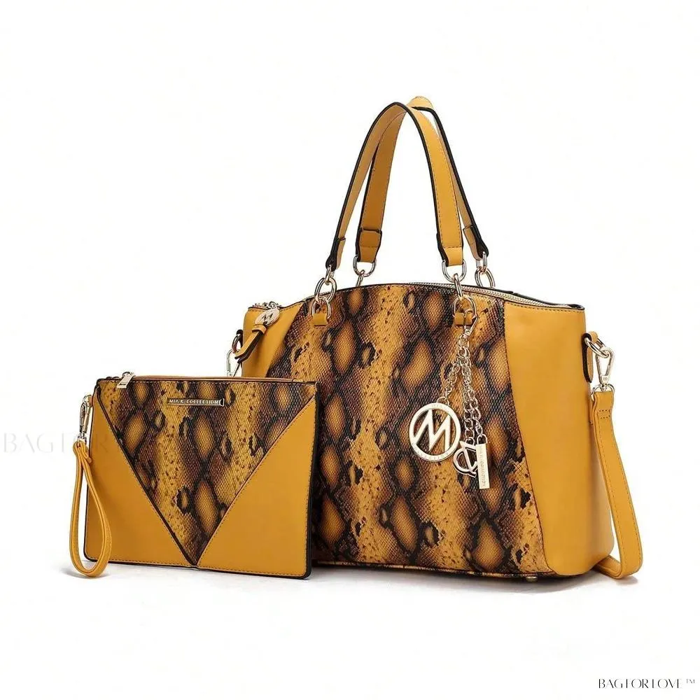 BagForLove - Elegant Snake Embossed Large Capacity Shoulder Bag Set