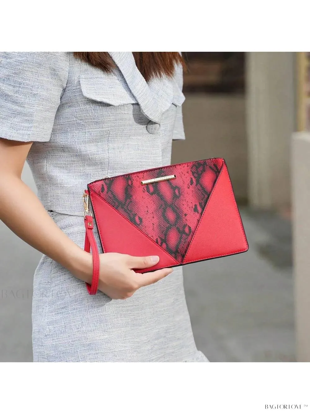 BagForLove - Elegant Snake Embossed Large Capacity Shoulder Bag Set