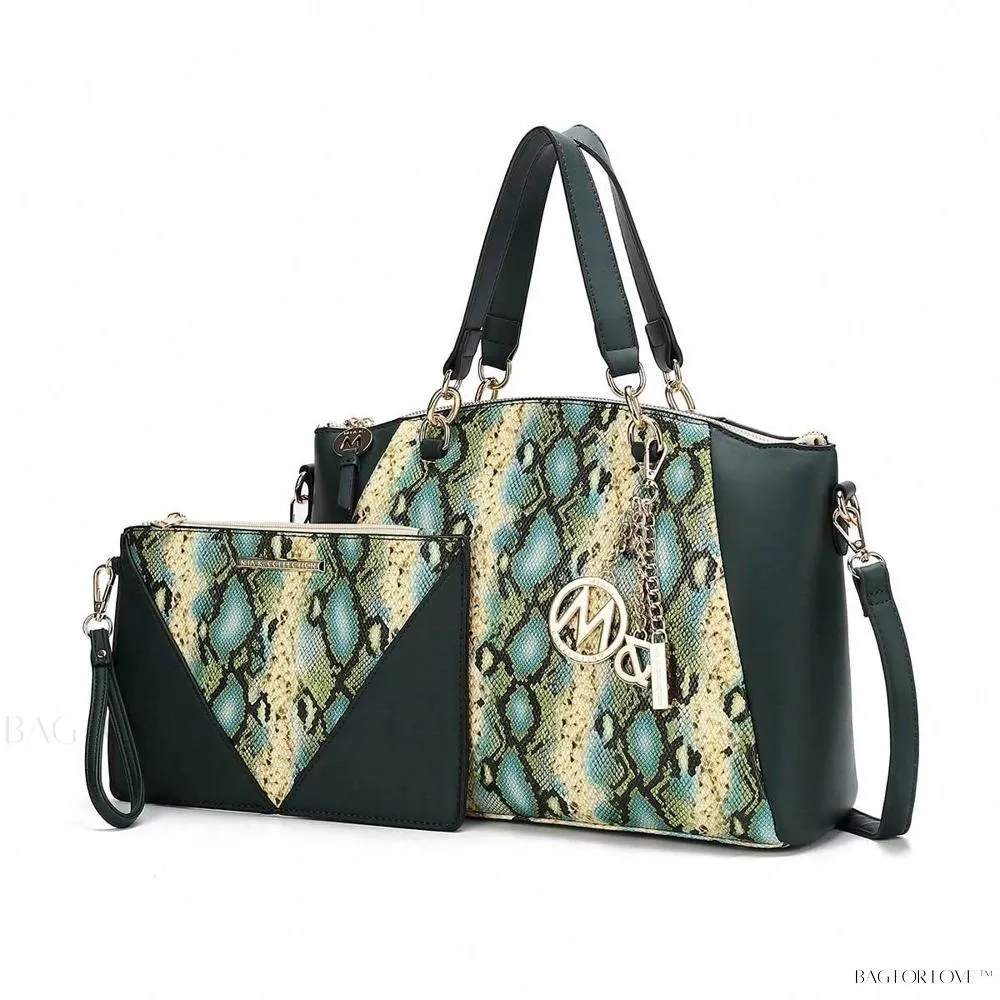 BagForLove - Elegant Snake Embossed Large Capacity Shoulder Bag Set