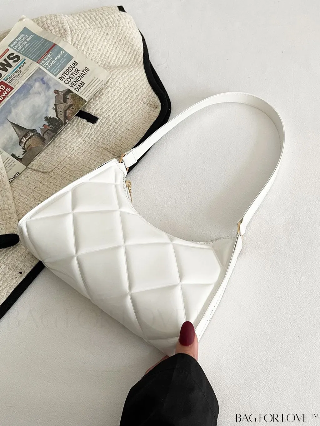 BagForLove - Embossed Baguette Handbag - Sleek and Minimalist Design