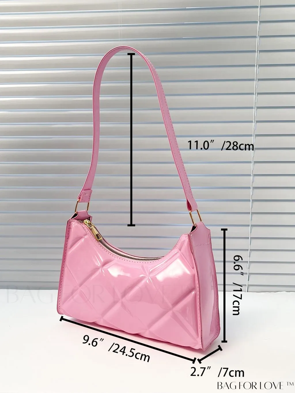 BagForLove - Embossed Baguette Handbag - Sleek and Minimalist Design