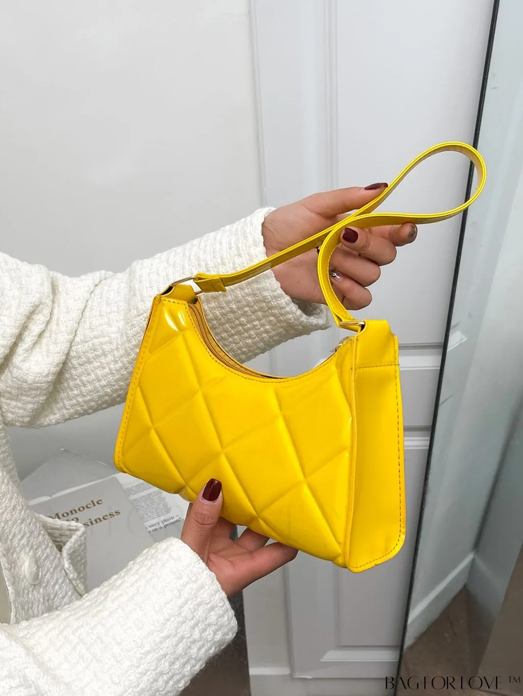 BagForLove - Embossed Baguette Handbag - Sleek and Minimalist Design