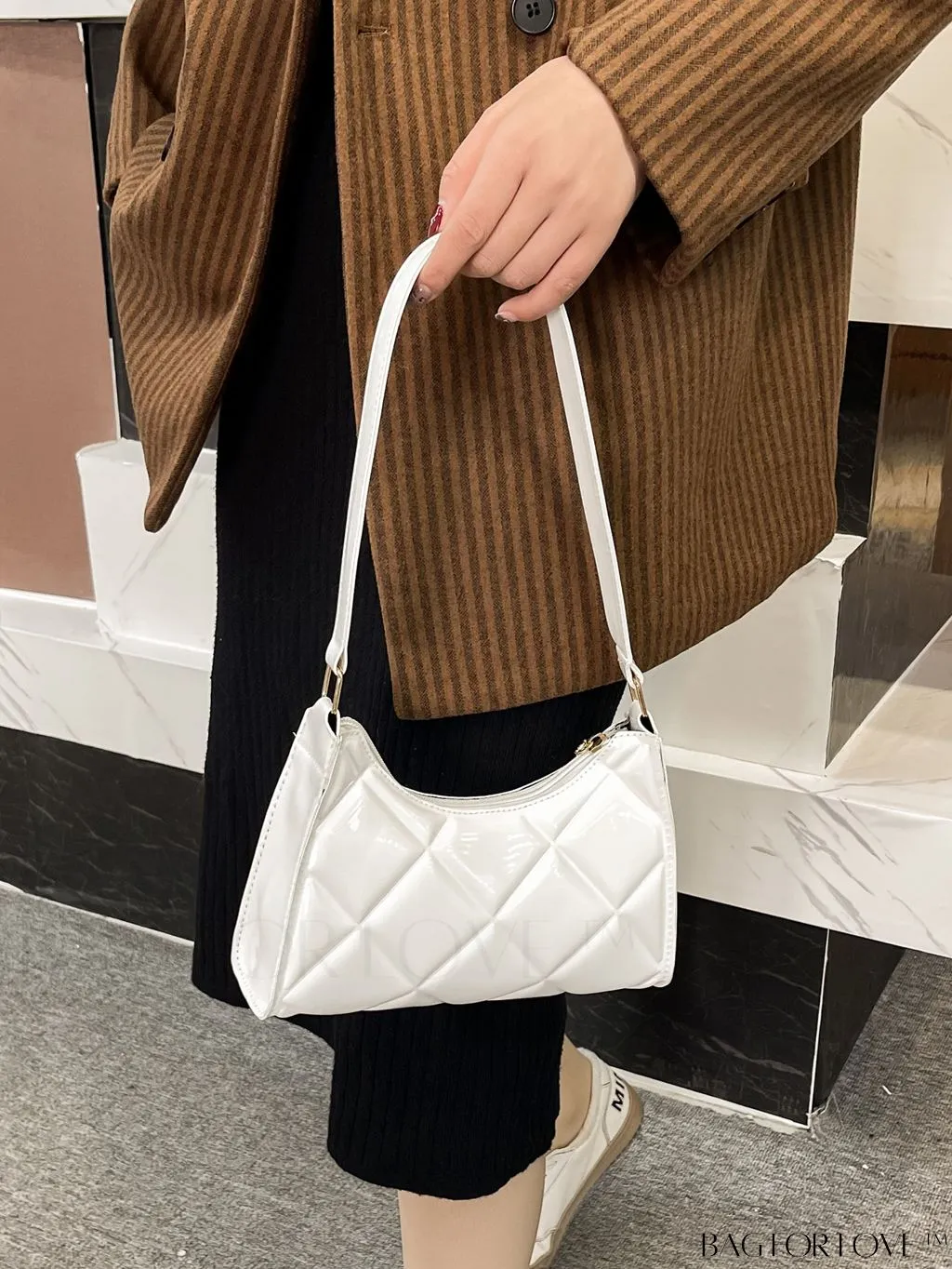 BagForLove - Embossed Baguette Handbag - Sleek and Minimalist Design