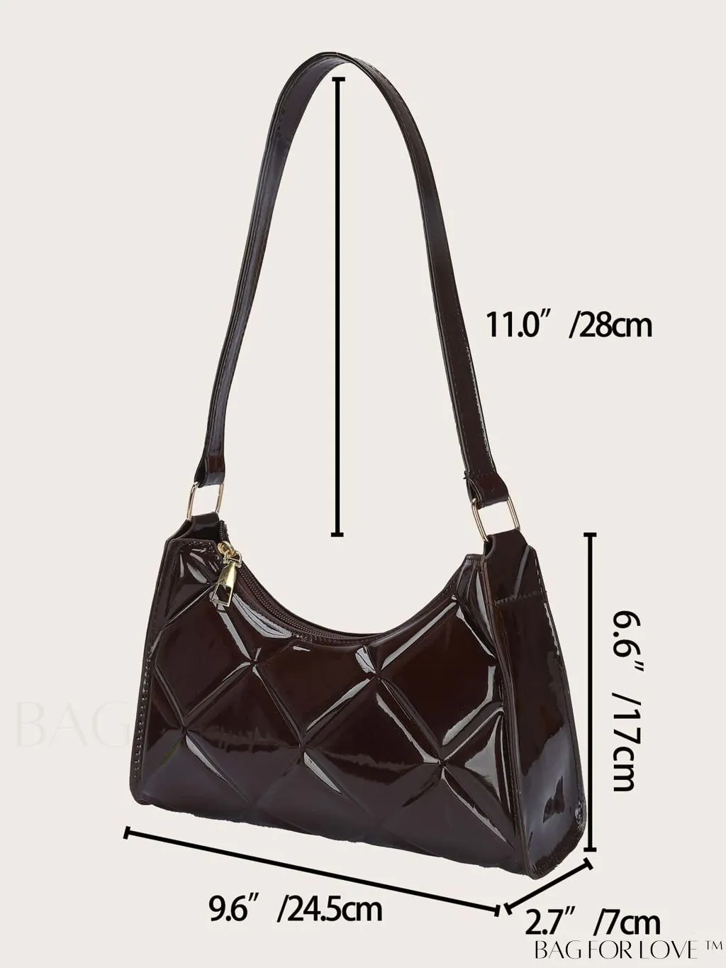 BagForLove - Embossed Baguette Handbag - Sleek and Minimalist Design