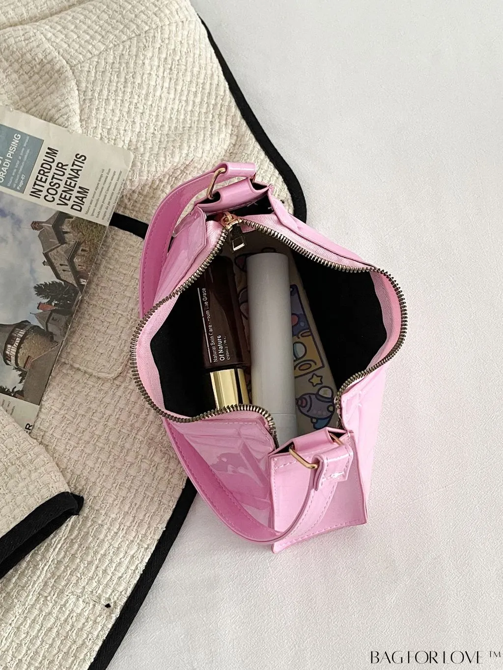 BagForLove - Embossed Baguette Handbag - Sleek and Minimalist Design