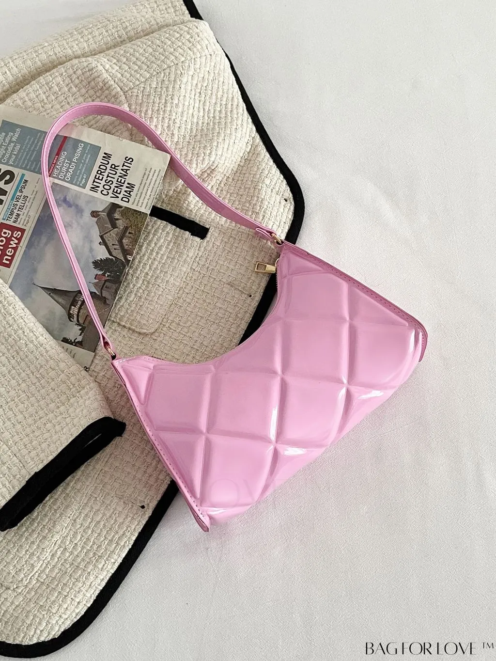 BagForLove - Embossed Baguette Handbag - Sleek and Minimalist Design