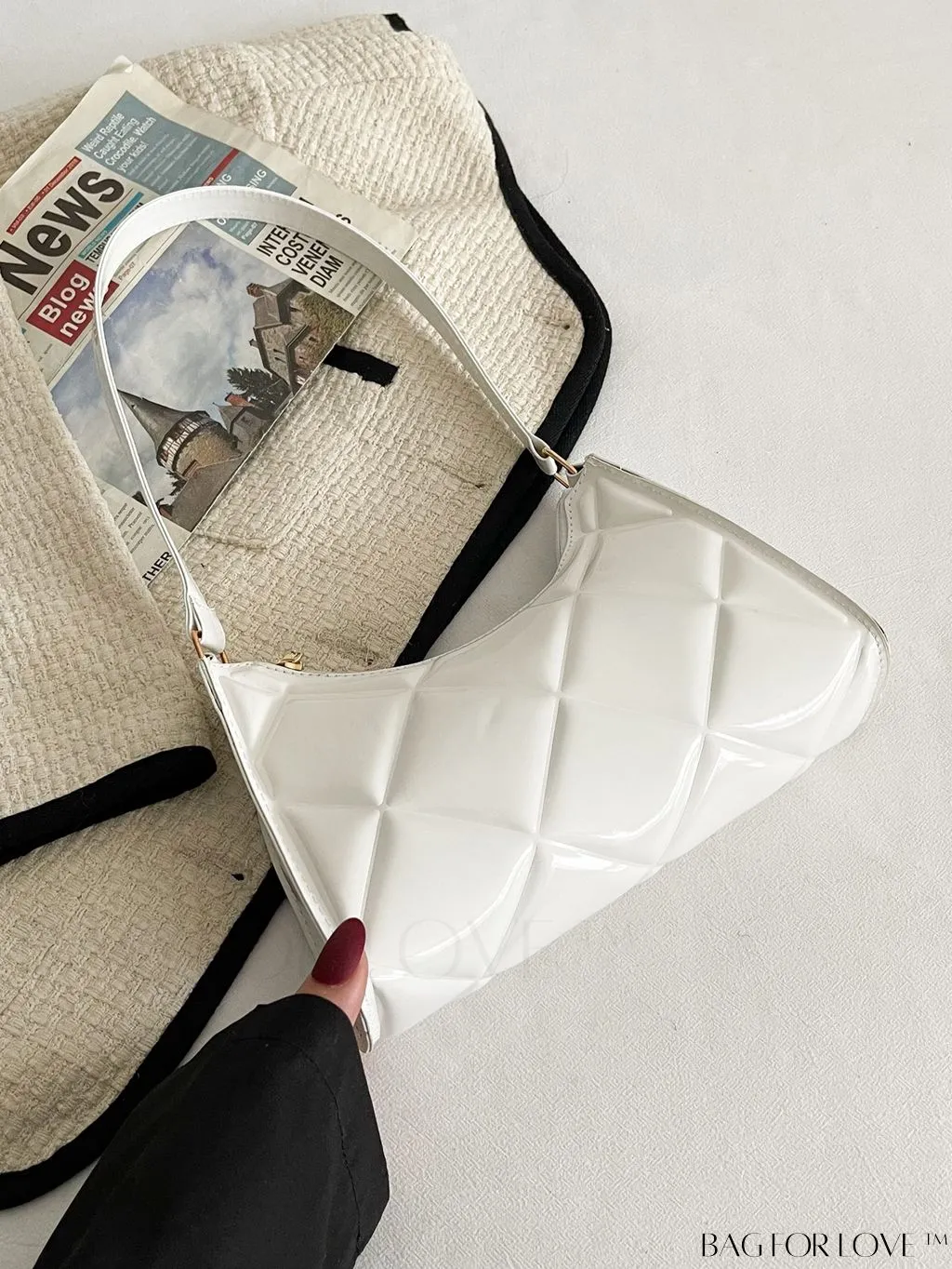 BagForLove - Embossed Baguette Handbag - Sleek and Minimalist Design