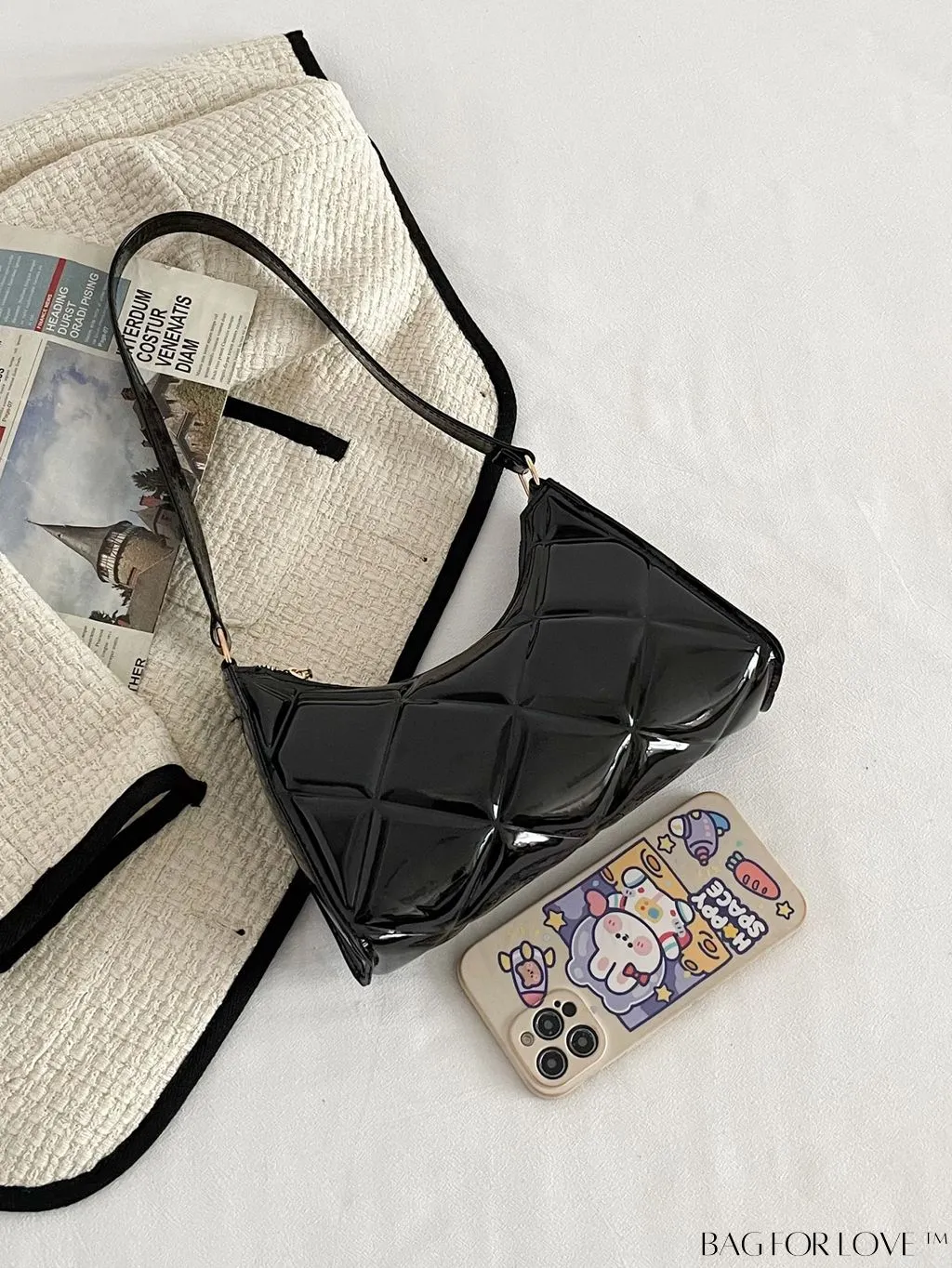 BagForLove - Embossed Baguette Handbag - Sleek and Minimalist Design