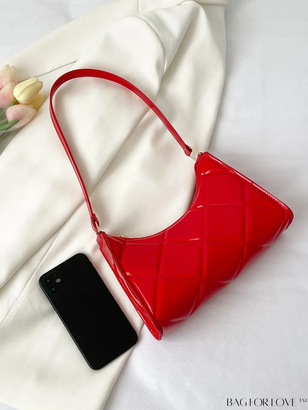 BagForLove - Embossed Baguette Handbag - Sleek and Minimalist Design