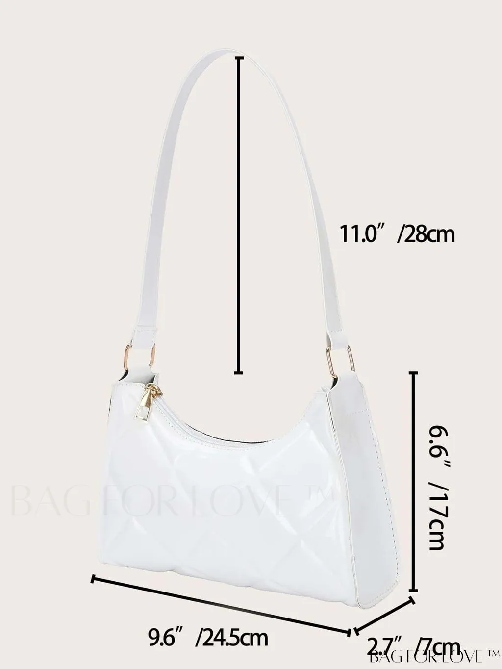 BagForLove - Embossed Baguette Handbag - Sleek and Minimalist Design