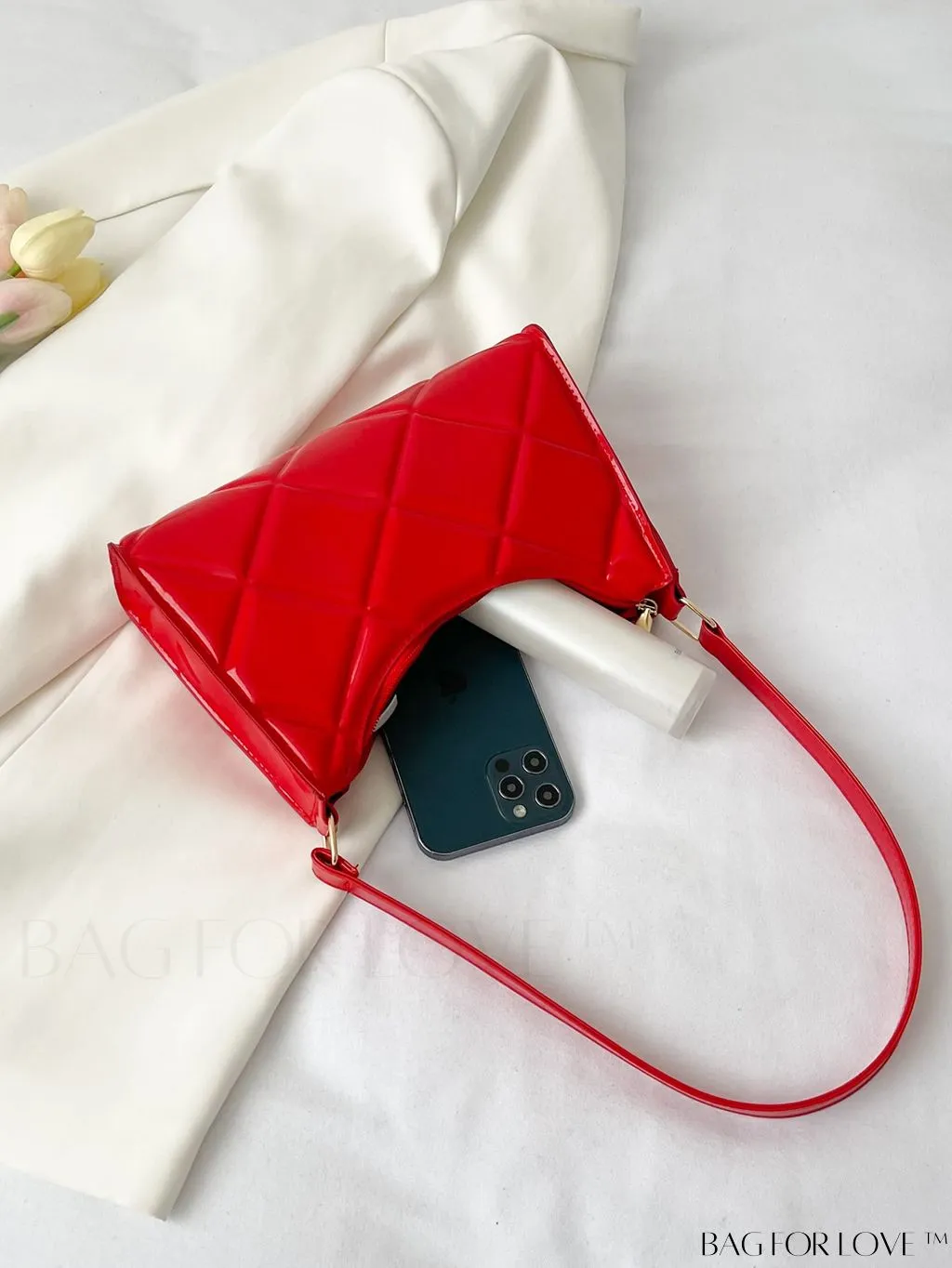 BagForLove - Embossed Baguette Handbag - Sleek and Minimalist Design