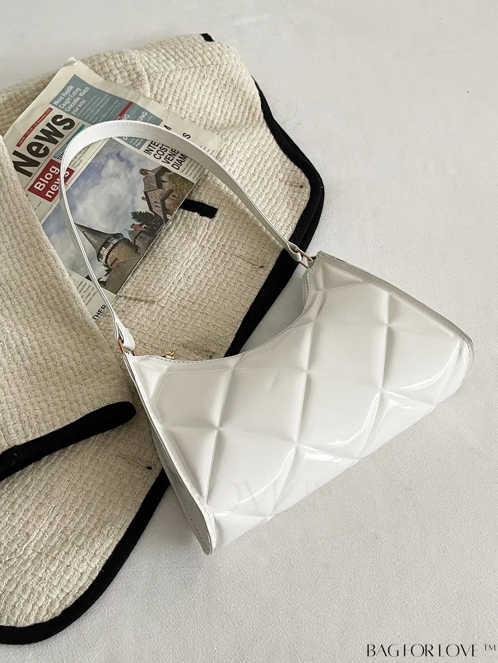 BagForLove - Embossed Baguette Handbag - Sleek and Minimalist Design