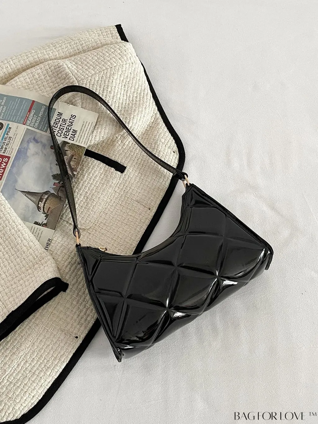 BagForLove - Embossed Baguette Handbag - Sleek and Minimalist Design