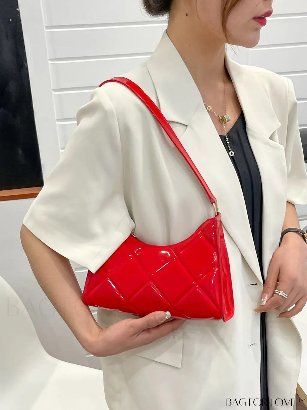 BagForLove - Embossed Baguette Handbag - Sleek and Minimalist Design