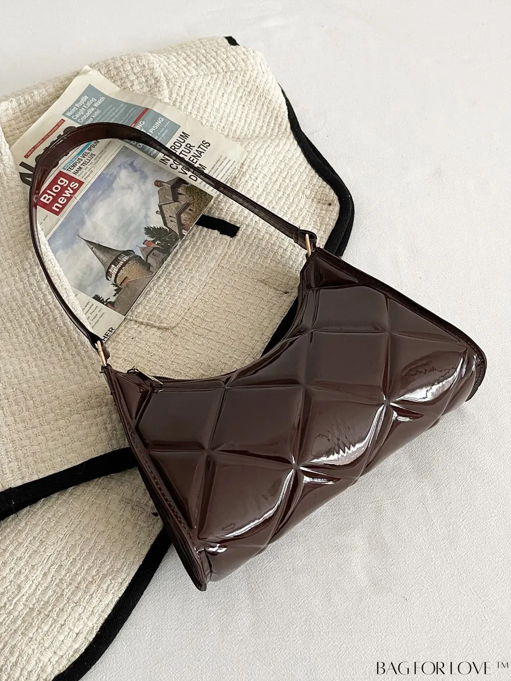 BagForLove - Embossed Baguette Handbag - Sleek and Minimalist Design