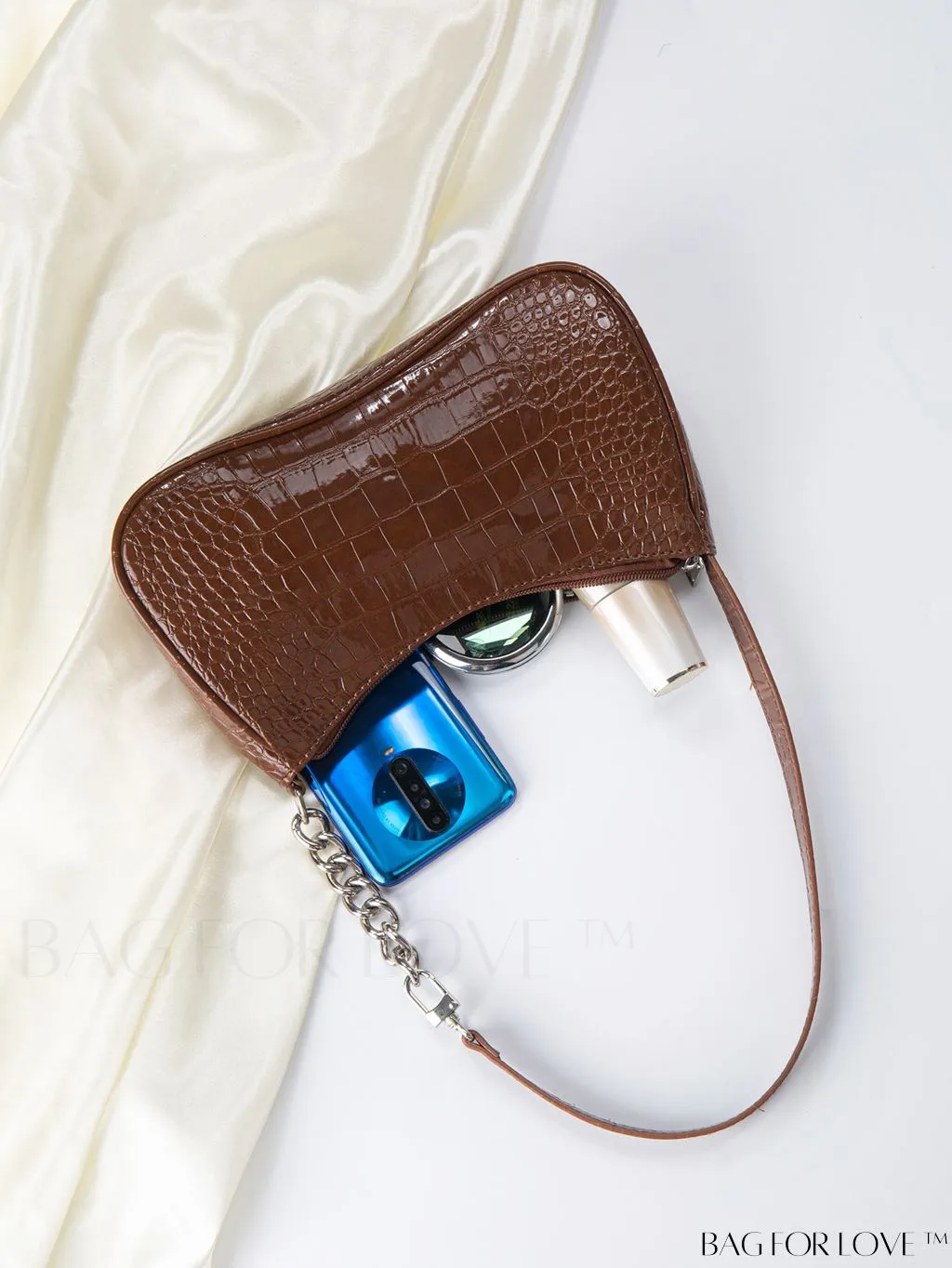 BagForLove - Embossed Crocodile Baguette Purse