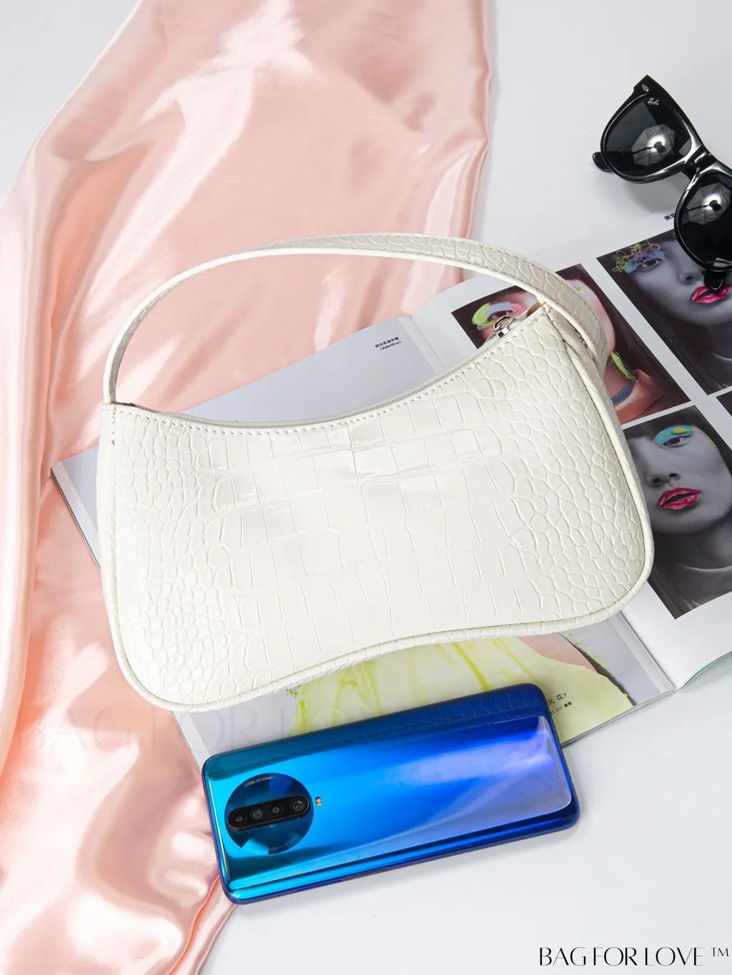 BagForLove - Embossed Crocodile Baguette Purse