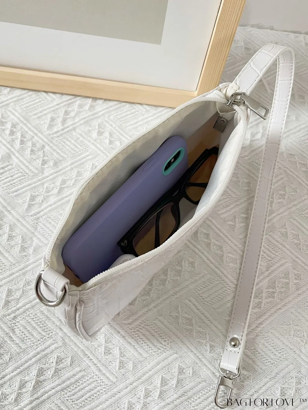 BagForLove - Embossed Crocodile Baguette Purse