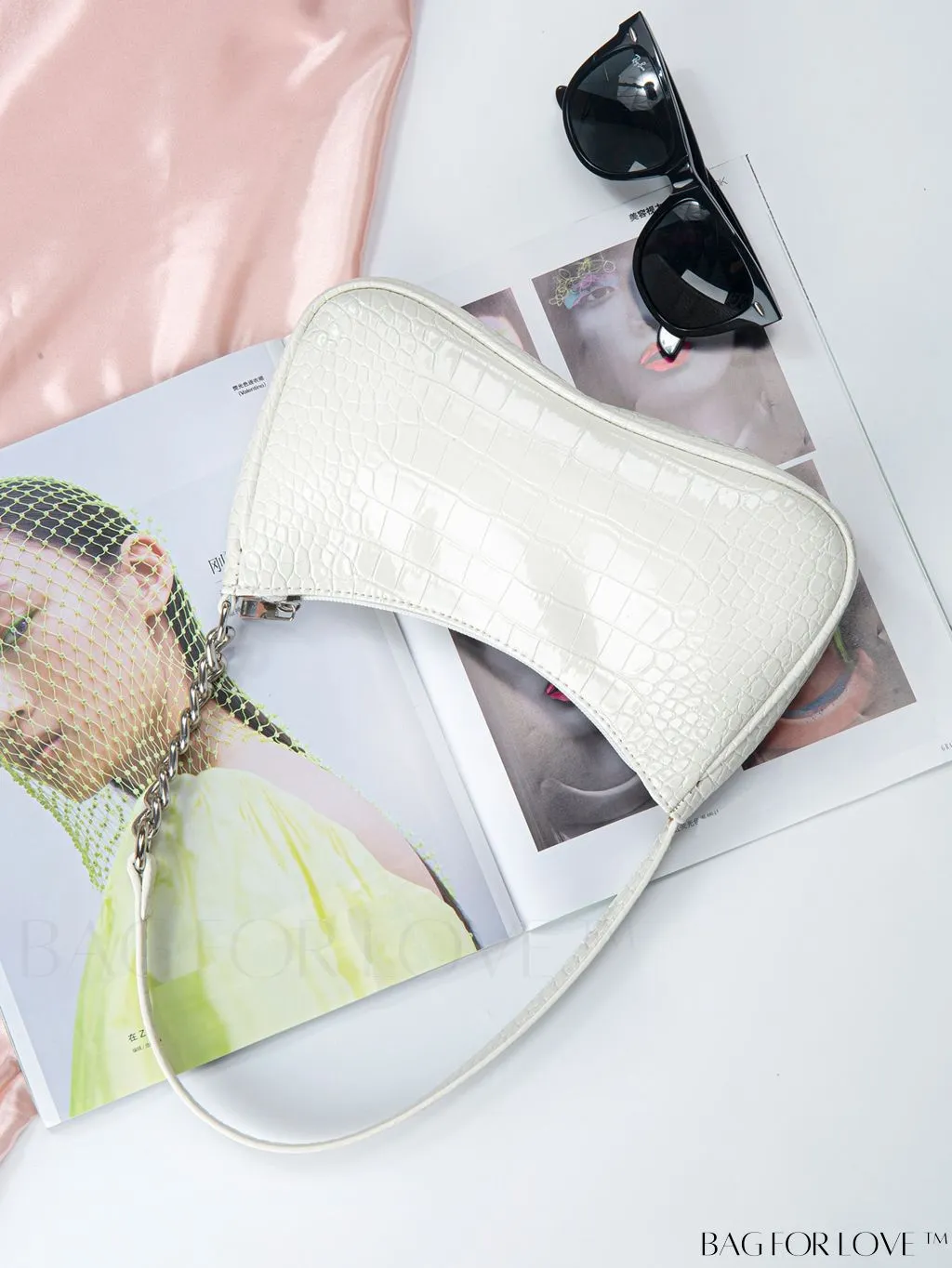 BagForLove - Embossed Crocodile Baguette Purse