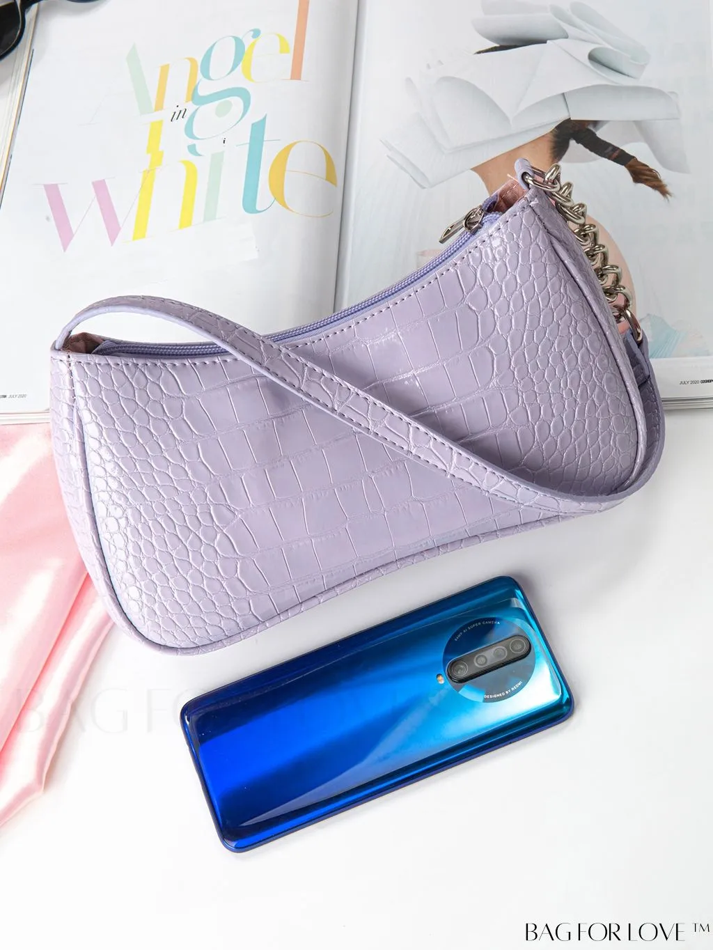 BagForLove - Embossed Crocodile Baguette Purse