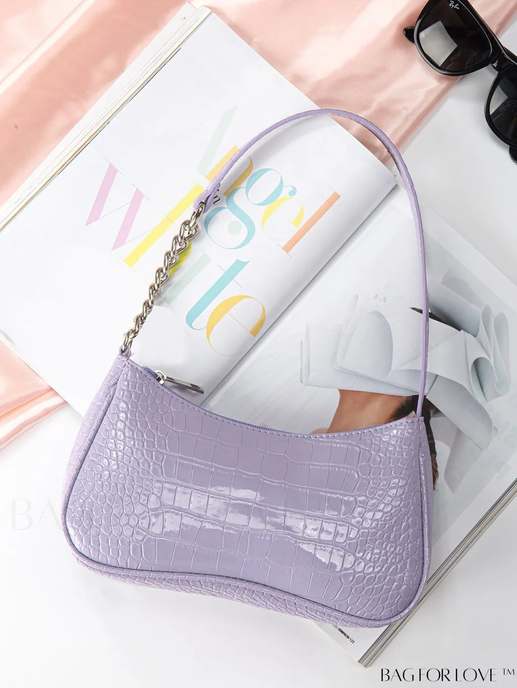 BagForLove - Embossed Crocodile Baguette Purse