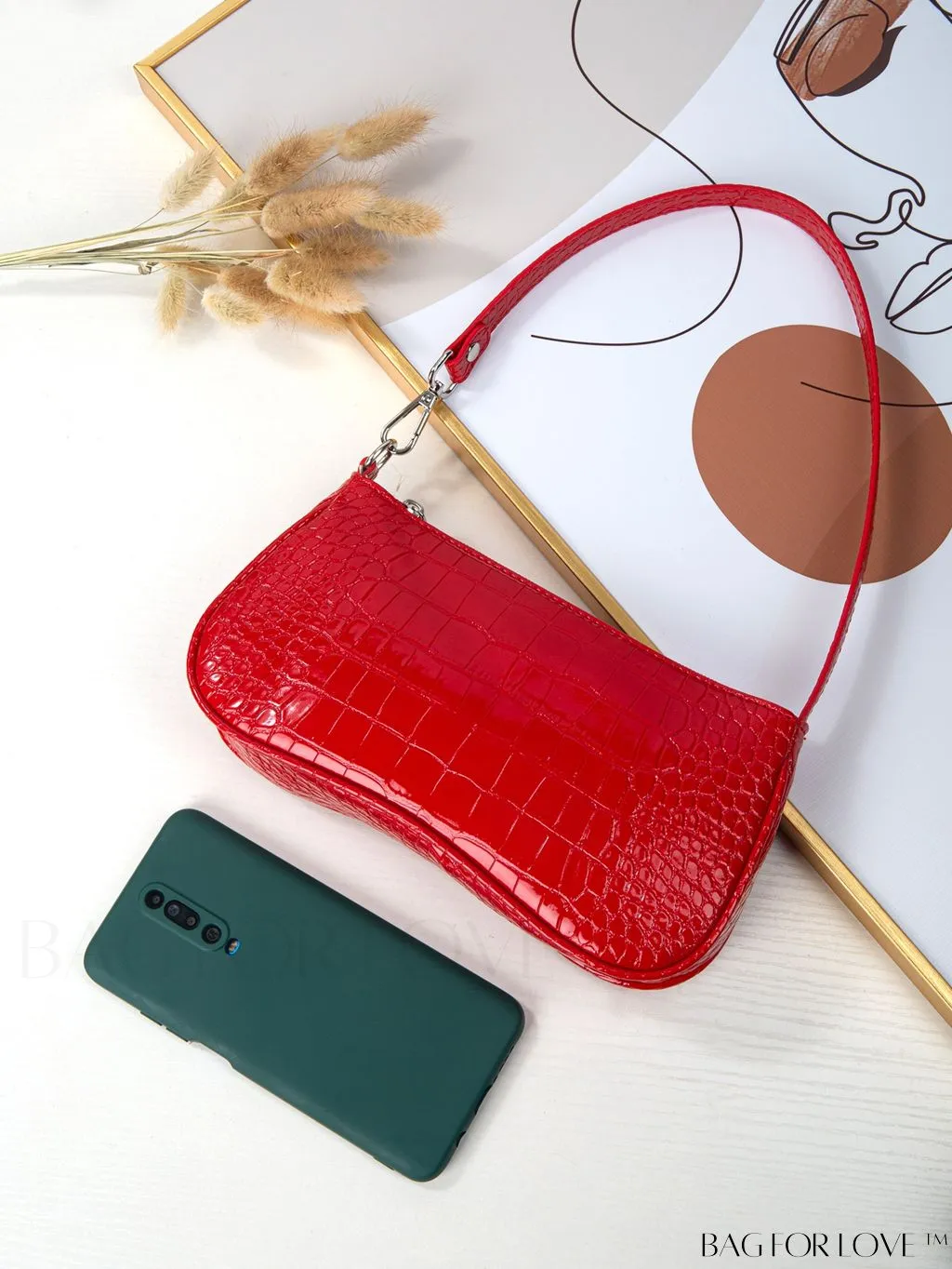 BagForLove - Embossed Crocodile Baguette: Sophisticated and Compact